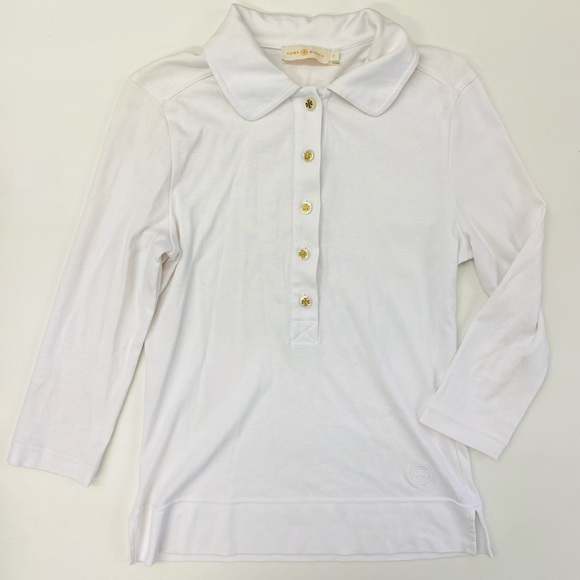 Tory Burch three quarter sleeve polo white size small - Picture 2 of 7